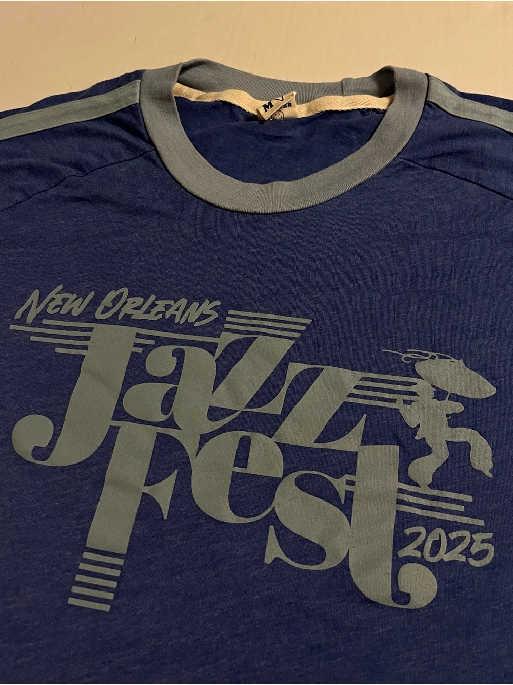 New Orleans Jazz Fest 2025 Ringer T-Shirt MEDIUM Blue Music Festival OFFICIAL